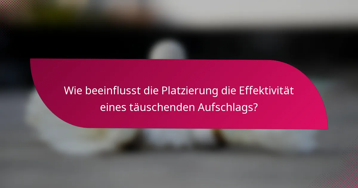 Wie beeinflusst die Platzierung die Effektivität eines täuschenden Aufschlags?